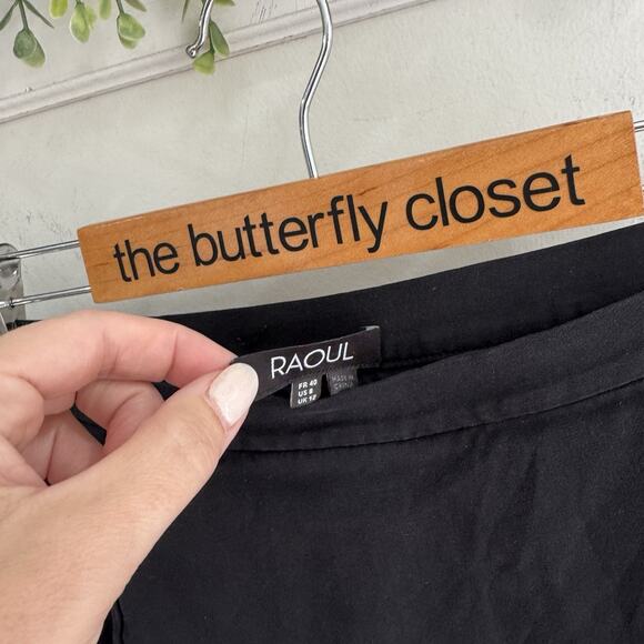 RAOUL 100% Silk Black Faux Wrap Maxi skirt Size 8 OO3207 quiet luxury designer - Picture 3 of 5